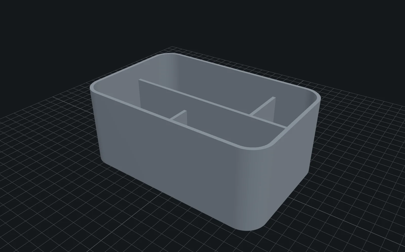 A desk organizer with rounded corners, as a 3D model